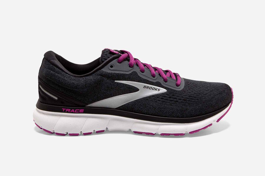 Womens Brooks Trace Road Shoes Ebony/Black/Wood Violet | Shoes 1624-ICFMS